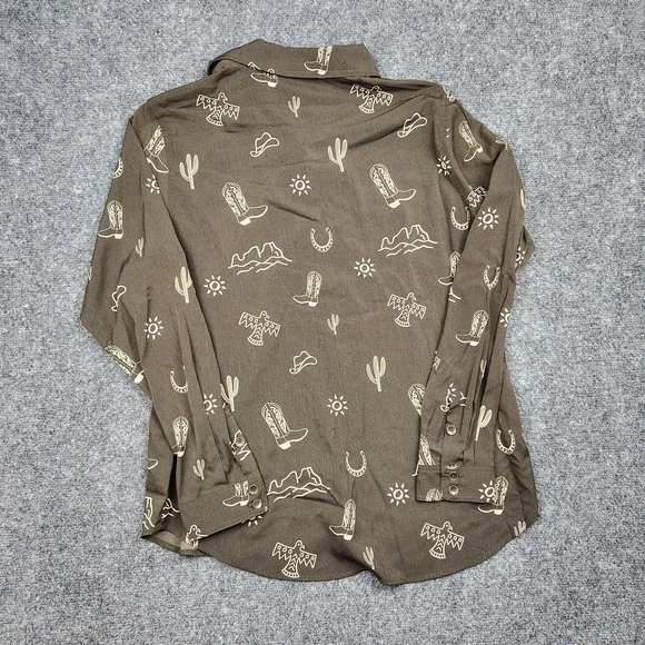 Ariat Shirt Womens Medium Brown Western Desert Print Button Front Long Sleeve - Picture 2 of 9